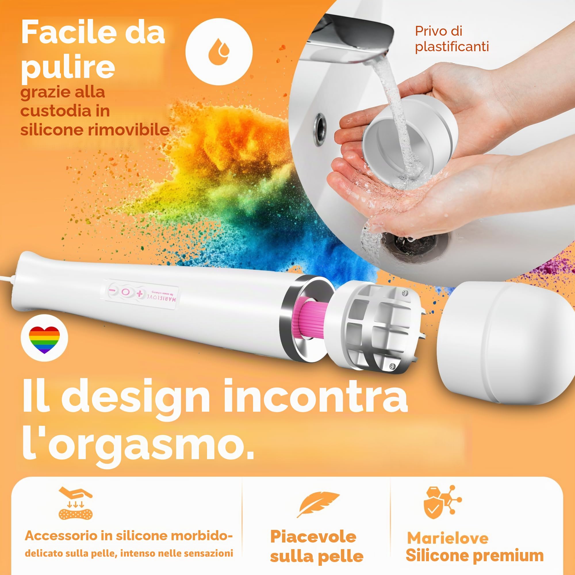 MARIELOVE Magic Wand Massaggiatore – Massaggiatore ad alte prestazioni a rete | 20 livelli | Forte vibrazione e testa flessibile in silicone | ideale per rilassamento muscolare, massaggio al collo