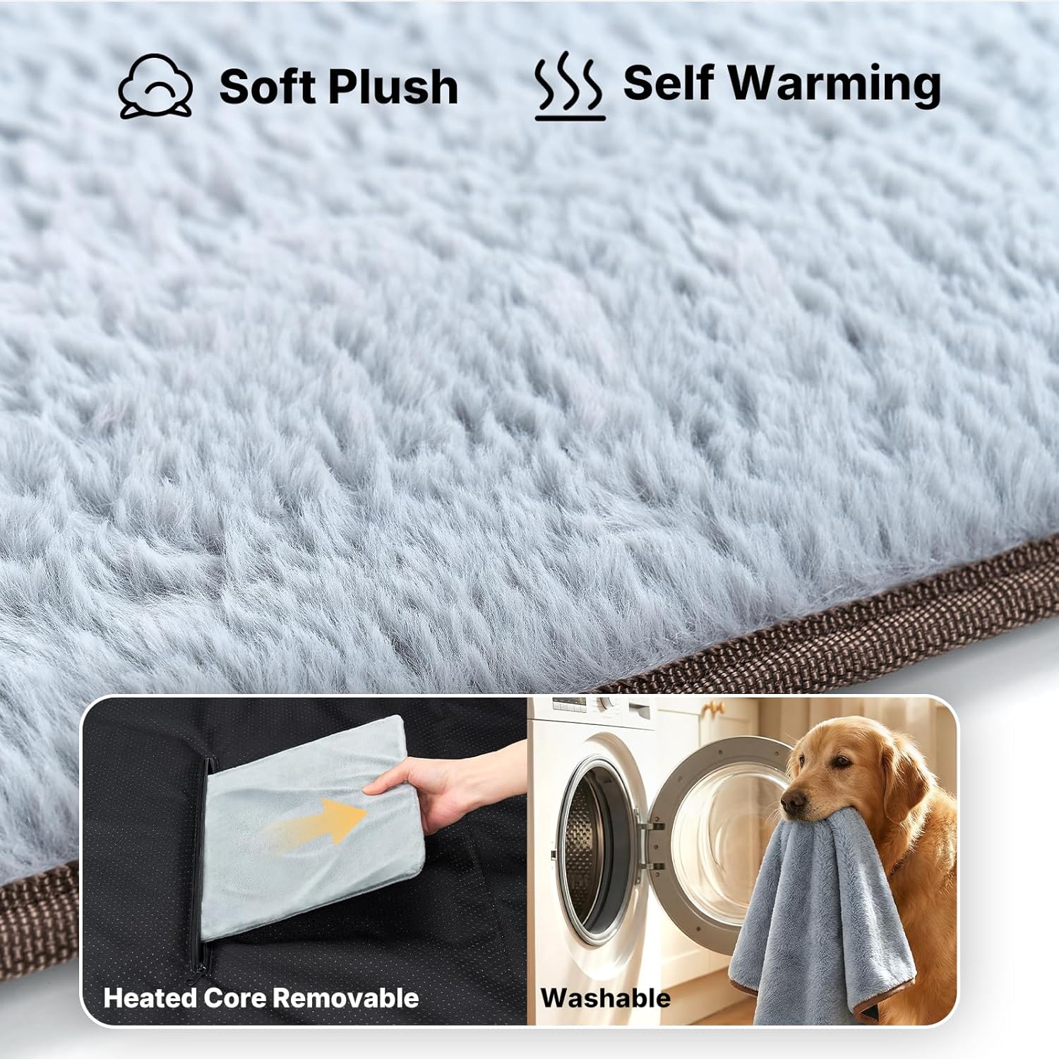 Veehoo Elevated Dog Bed with Plush Heated Mat, Raised Dog Bed with Waterproof Heating Pads for Cats & Dogs Outdoor Indoor, Heated Dog Sofa Bed with Power Line Protection Tube, 47.2" x 31.9", Grey