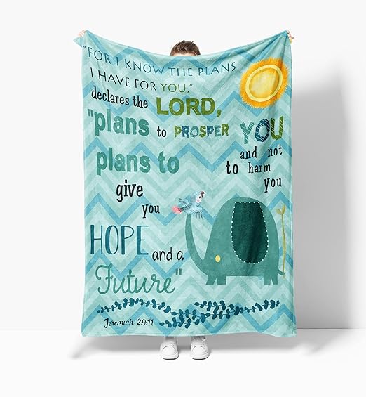 Lakwi Christian Gifts for Women Kids Elephant Religious Blanket for Christian Friends 50