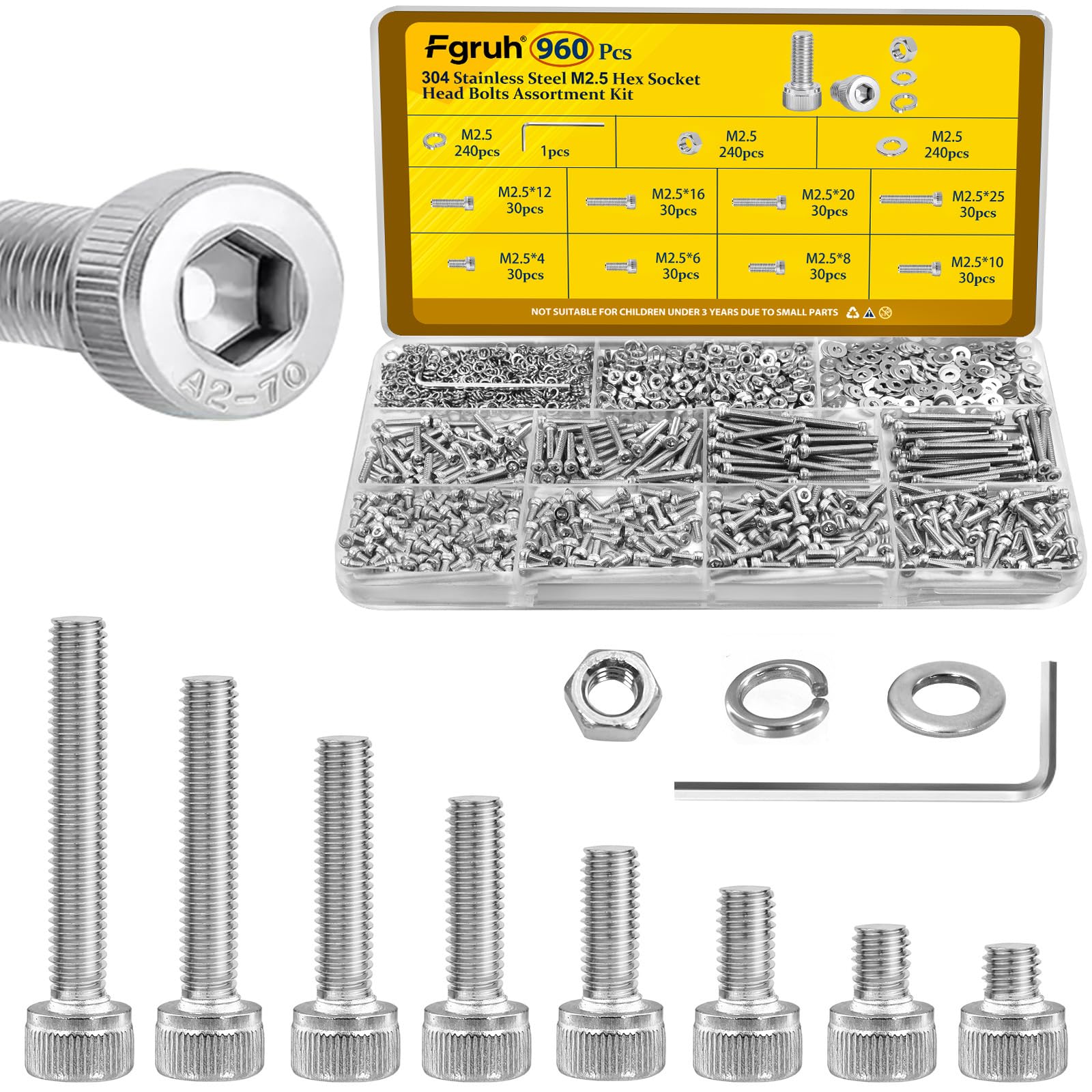 1220PCS M3 M4 M5 M6 Metric Hex Socket Head Screws Assortment Kit — Amazon image 26