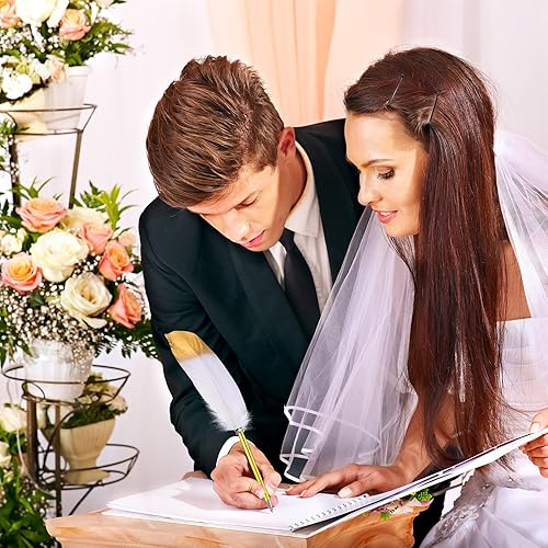 Miniatura 5 de 10 bolígrafos de pluma a granel de 0.020in con plumas de tinta vintage, bolígrafos refinados chapados para escribir invitados, oficina, fiestas