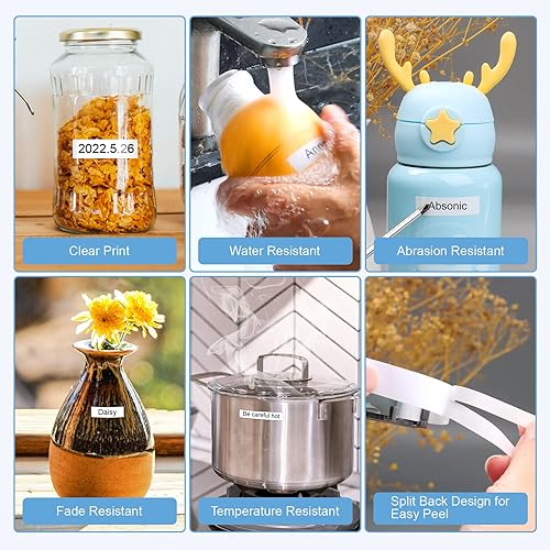 Miniatura 5 de Absonic Tze - Paquete de 4 cintas laminadas blancas de 0.23 pulgadas compatibles con Brother Tze-211 Tze211 Tze211 Tz211 P Touch cinta de etiquetas