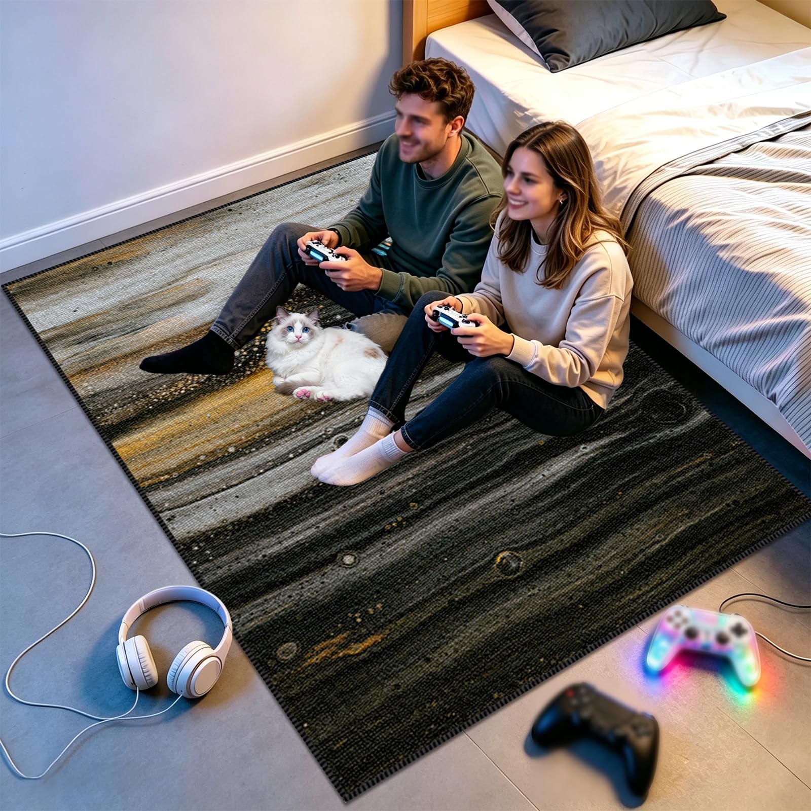 Tappeto da Gioco Per Camera da Letto dei Ragazzi, Gaming Tappeto Sedia Antiscivolo, Tappetino per Sedia da Ufficio, Accessorio per Sala Giochi, Camera da Letto e Soggiorno, Decorativo 90 x 110cm