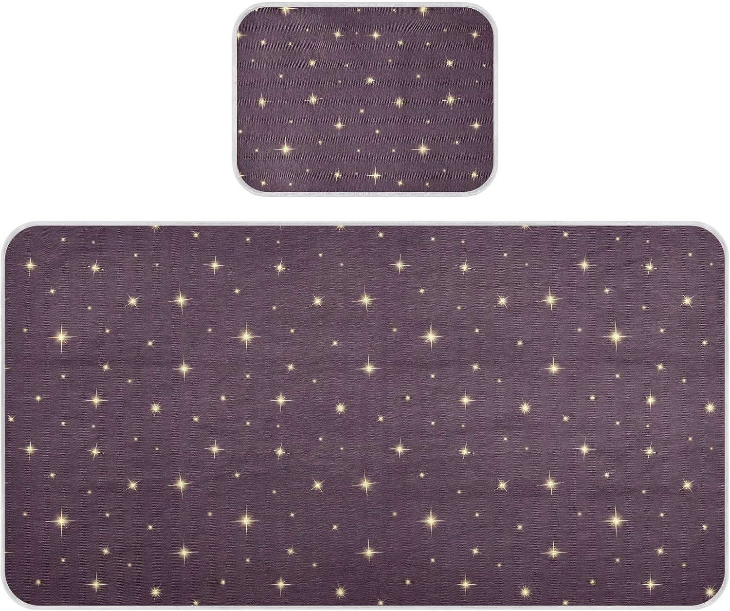 Baby Cooling Mat Stars Night Sky Ice Silk Breathable Mesh Summer Crib Mattress Pad with Pillowcase, Soft Cooling Sleeping Surface for Infant & Toddler, 52"x28"