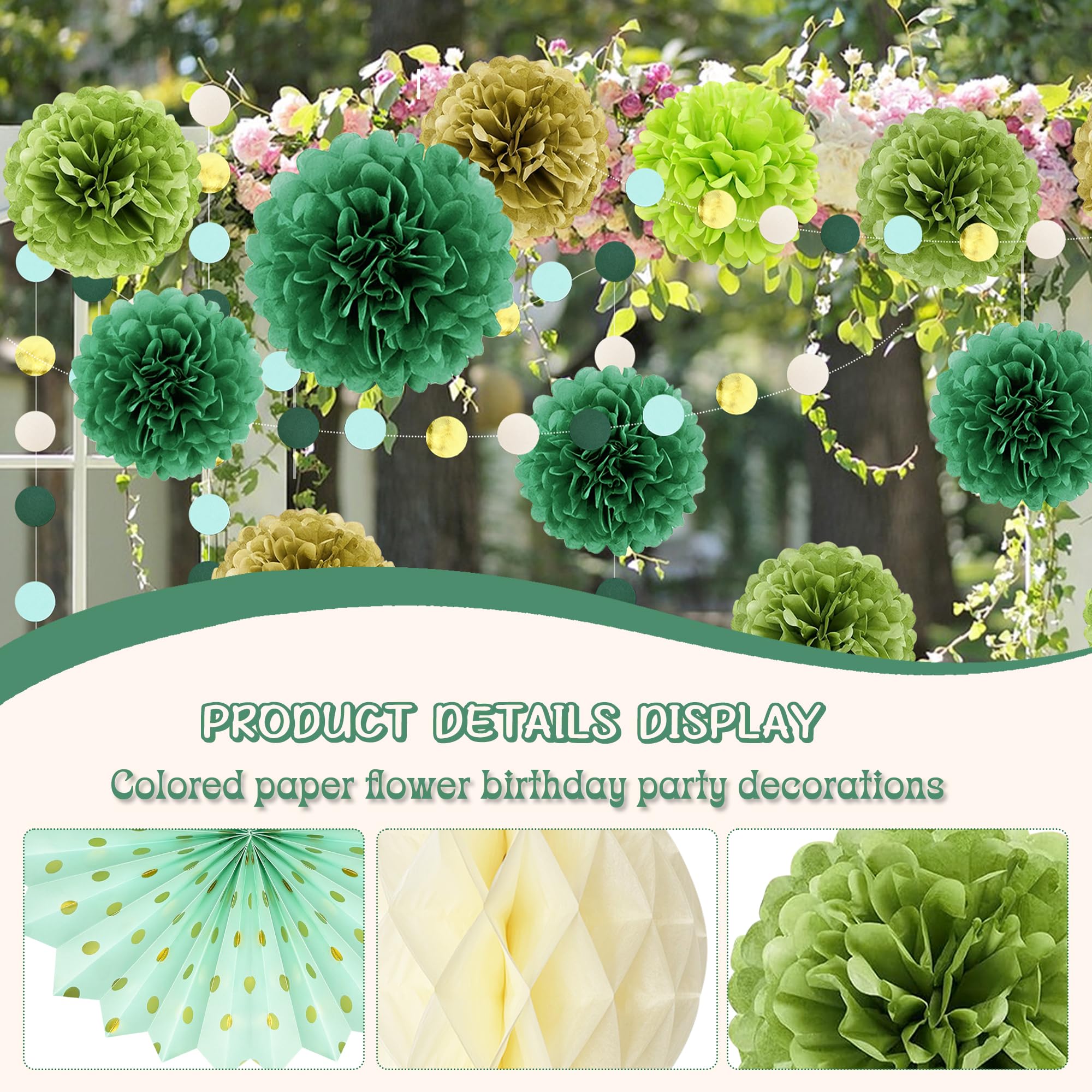 Decorazione Di Compleanno Ghirlanda Di Buon Compleanno Verde Con Pompon E Palloncini Palloncini Di Coriandoli Verdi