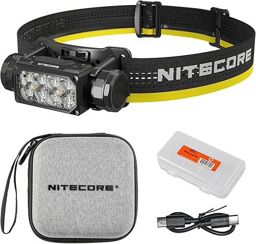 Nitecore HC65 UHE - Linterna frontal de metal resistente de 2000 lúmenes, USB-C recargable con luces blancas, rojas y de lectura para camping,