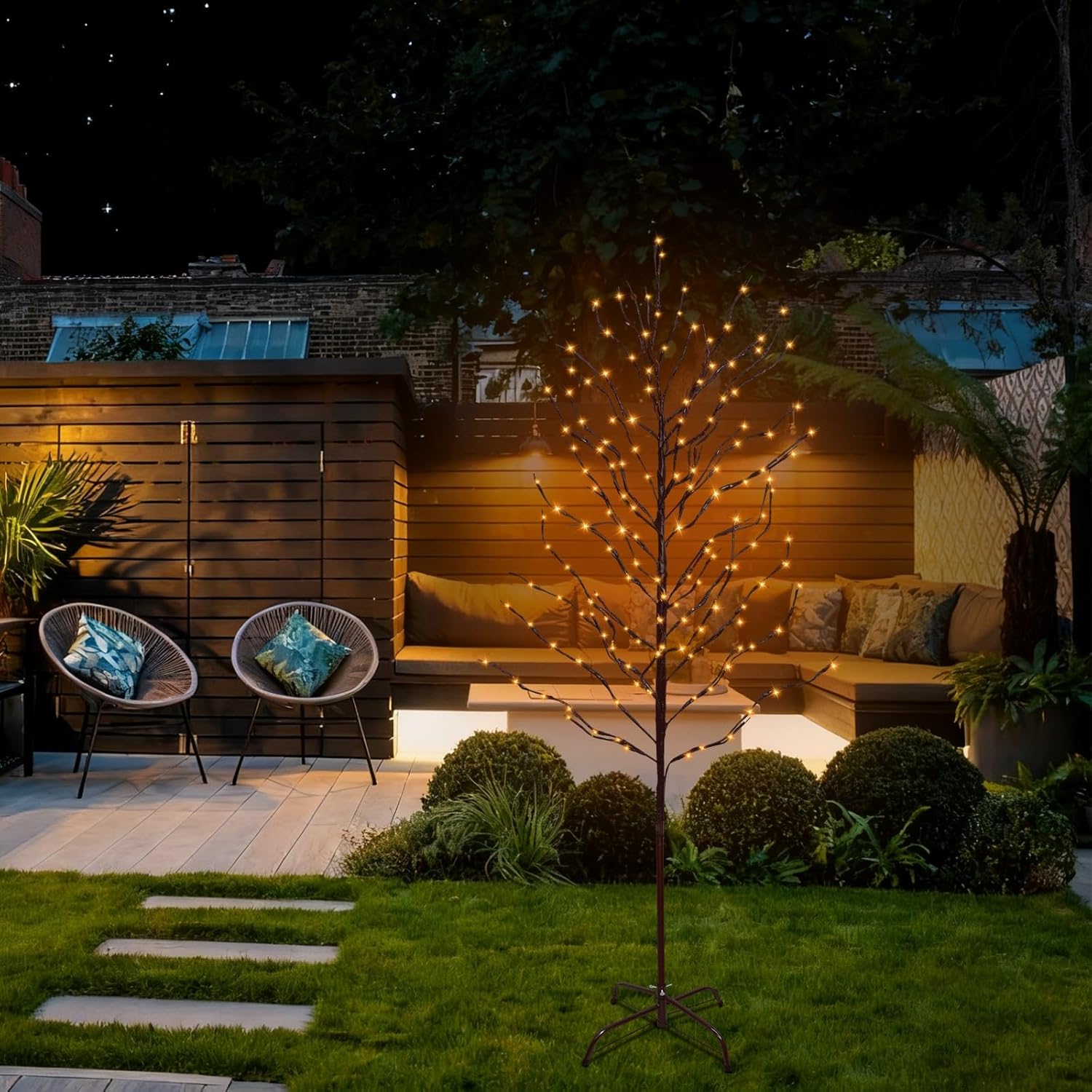 6Ft 264 Lights LED Star Light Tree, Light Up Twig Tree for Home Festival, Lighted Birch Trees with 8 Twinkle Modes, Timer for Party Christmas, Halloween, Indoor and Outdoor Decor