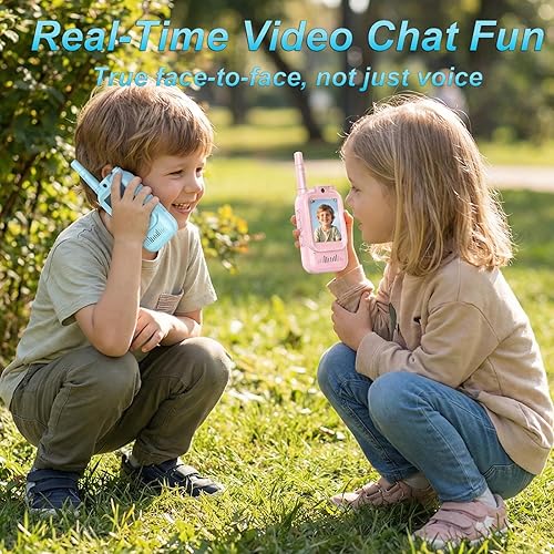Miniatura 6 de Walkie Talkies de video para niños, paquete de 2, 4 efectos de voz, juguetes de radio de 2 vías de largo alcance, regalos de cumpleaños de Navidad