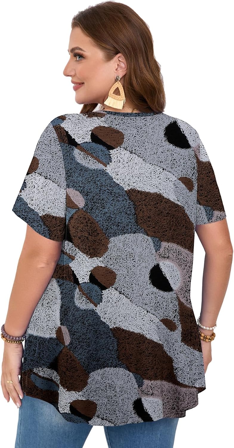 LARACE Plus Size Tunic Tops for Women V Neck Pleated Casual Blouses Summer Shirts - Image 4