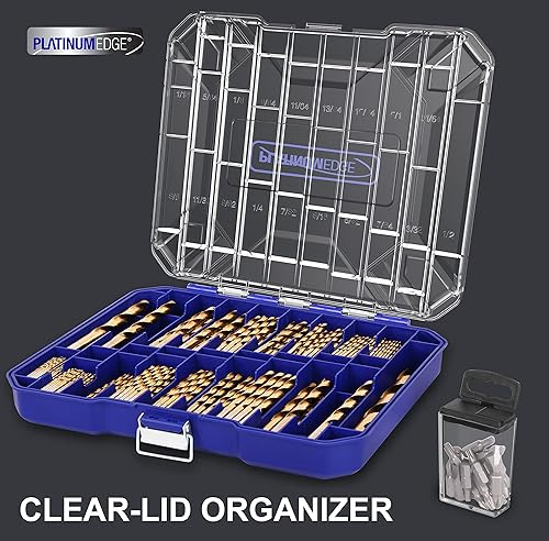 Miniatura 3 de Juego de brocas de titanio de 256 piezas acero de alta velocidad con punta anticaminar de 135  tamaño de 116 pulgadas hasta 12 pulgadas ideal para