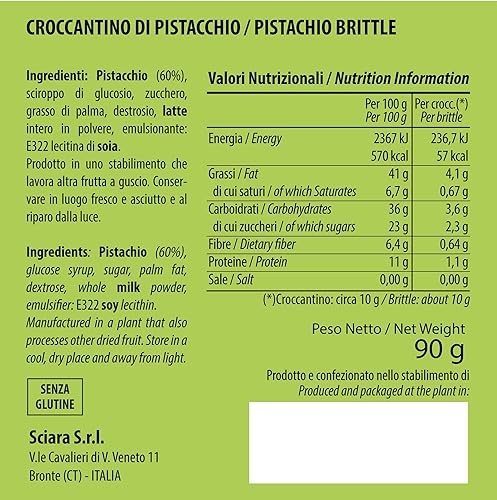 Miniatura 4 de Sciara  Pistacho siciliano frágil  Pistacho de calidad premium de Bronte Italia  Paquete de 10 barras  90g 317 oz