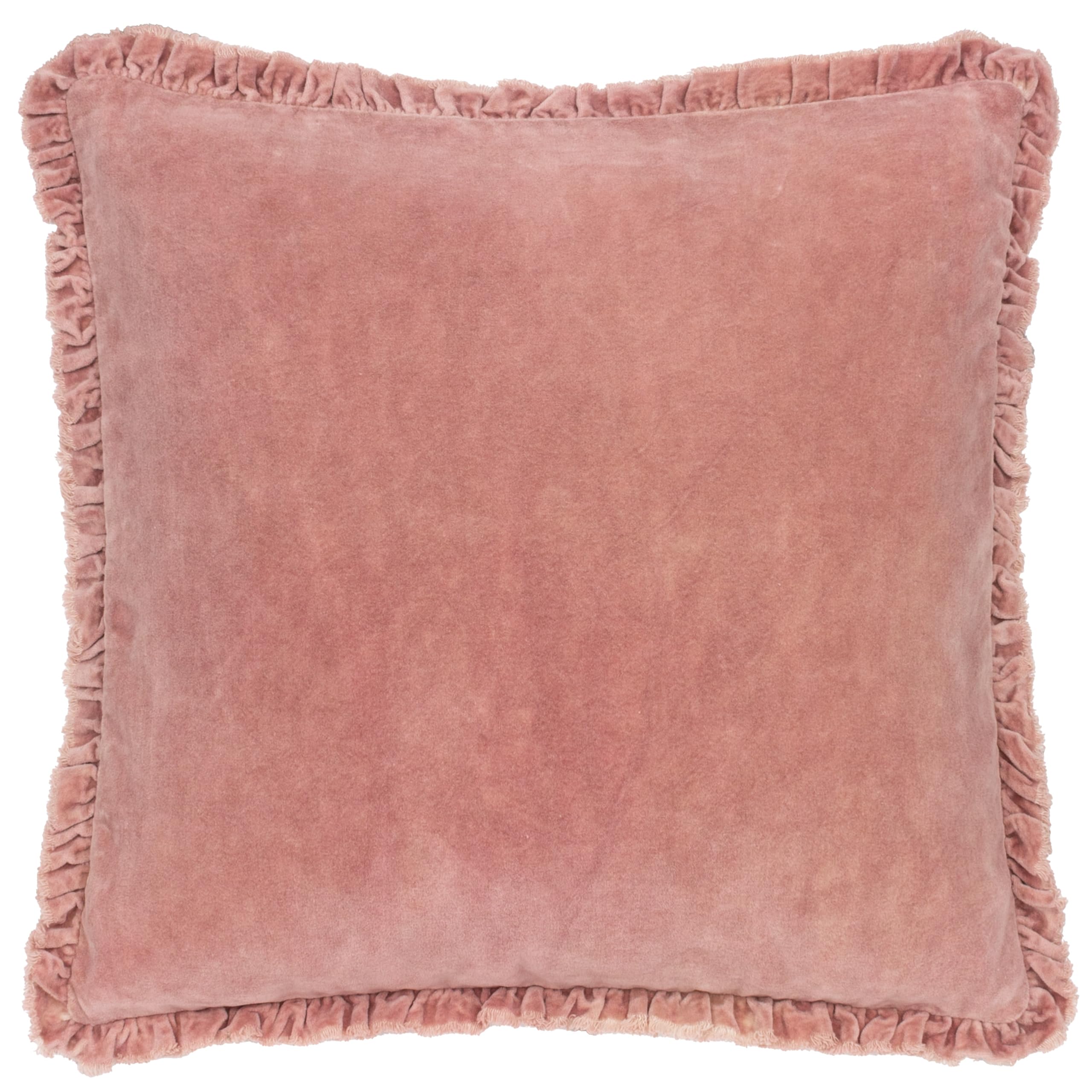 Yard furn Bertie Washed Cotton Velvet Cushion Cover – Soft Velvet Relaxed Style Decorative Case (Rosewood – 45x45cm)