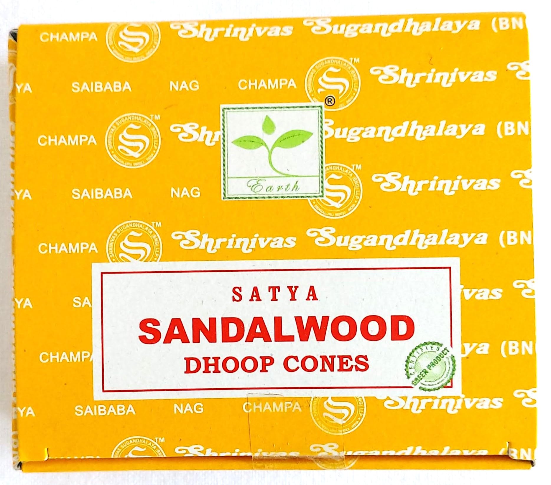 Satya Nag Champa Incense Cones, Sandalwood Scent, One Pack of 12 Cones (1, Sandalwood)