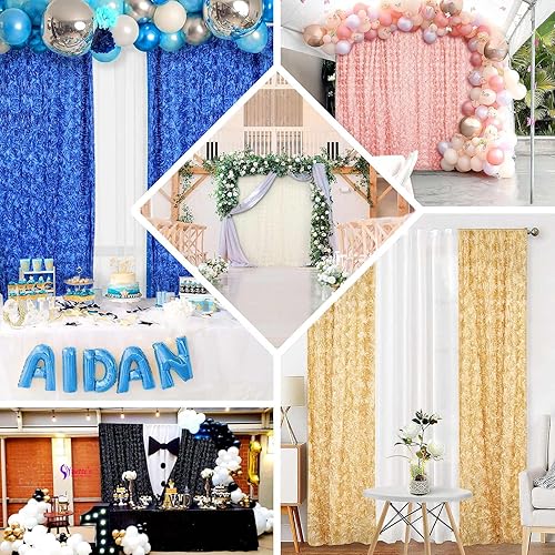 Miniatura 5 de Efavormart - Panel de telón de fondo de rosas de satén floral 3D blanco de 8 x 8 pies, cortina de telón de fondo para cabina de fotos