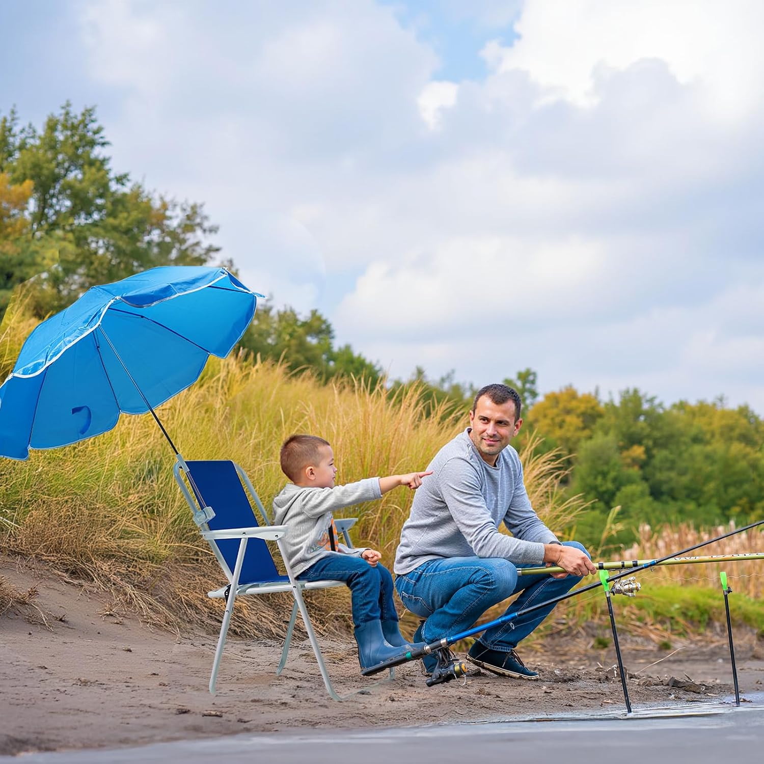 Beach Chair with Umbrella,Outdoor Folding Chair with 360°Canopy Shadefor Adults,Camping Chairs for Camping,Pool,Fishing