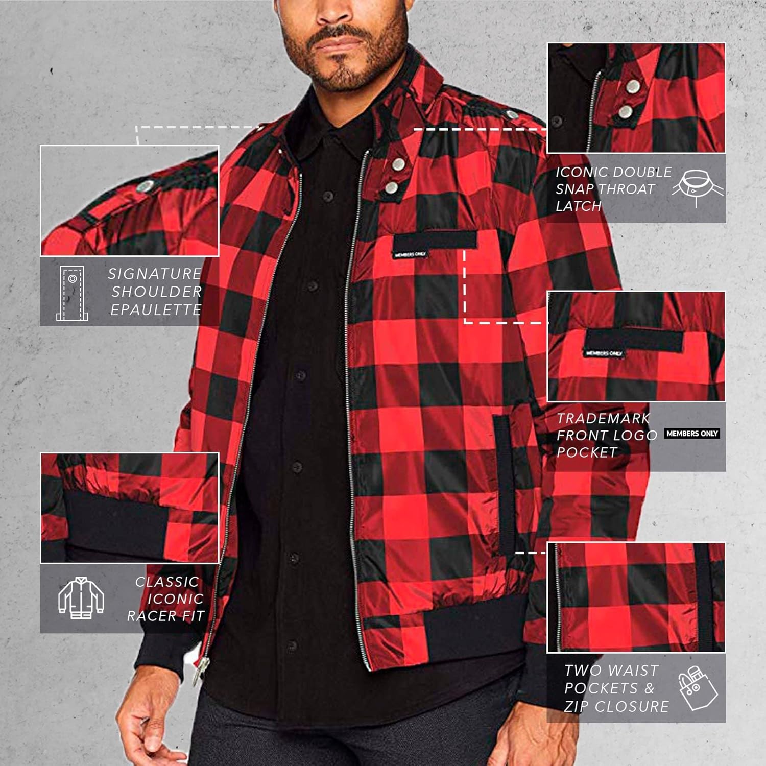 Members Only Men's Cold Weather Original Iconic Racer Jacket