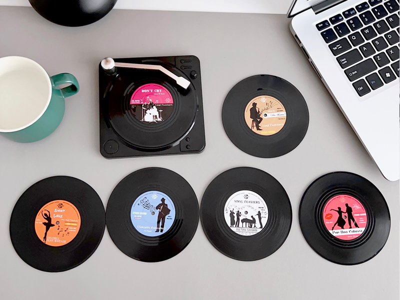 12 Schallplatten-Untersetzer Aus Filz – Rutschfest, 10,5 Cm, Für Gläser & Tassen