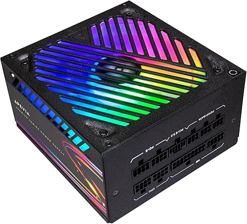 Apevia ATX-PM1200W Premier 1200W Totalmente modular 80+ Gold Certificado, PCIe 5.0 y ATX 3.0 Ready Active PFC ATX RGB Fuente de alimentación para