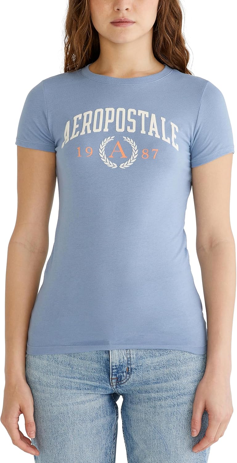 Aeropostale Women's Aero Short Sleeve Graphic Tee- Collegiate