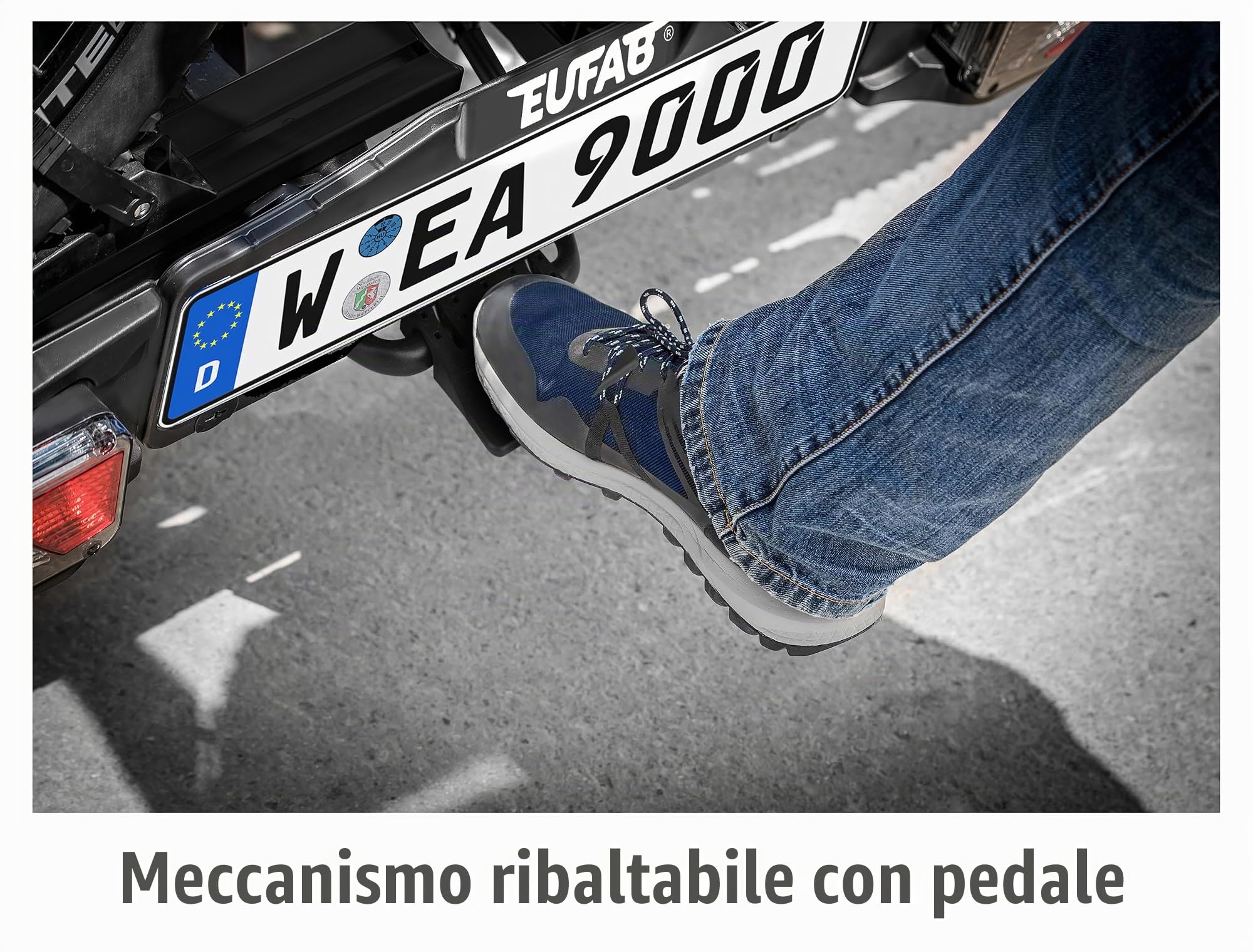 EUFAB 11648ON Portabici Premium 2 "Black Edition, adatto per e-bike, completamente premontato, antifurto, per 2 biciclette, per gancio di traino, nero
