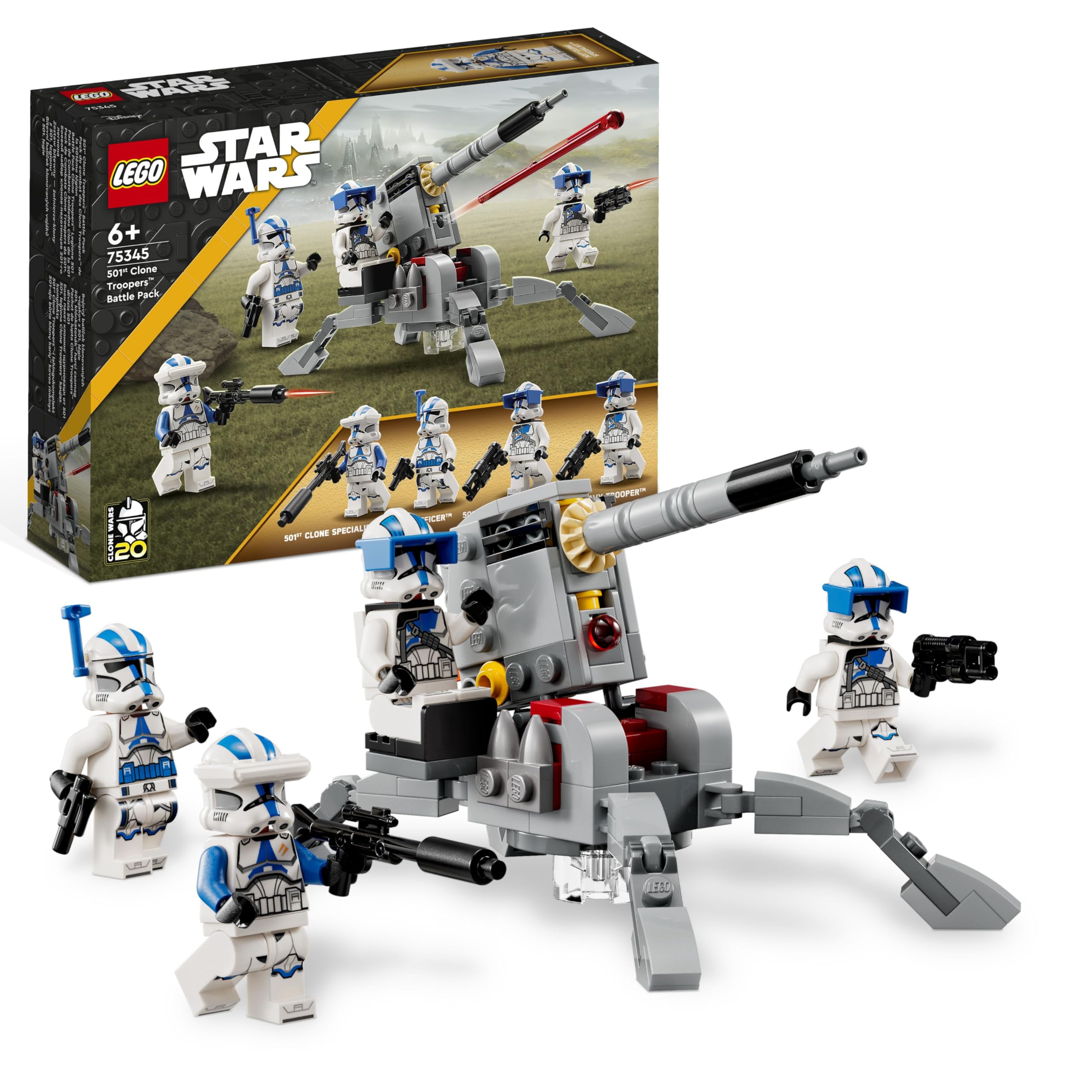 LEGOStar Wars 75345 501st Clone Troopers Battle Pack Set - Collectible Building Toy with an AV-7 Cannon & 4 Minifigures - Gift for 6+ Year Old Boys & The Clone Wars Fans