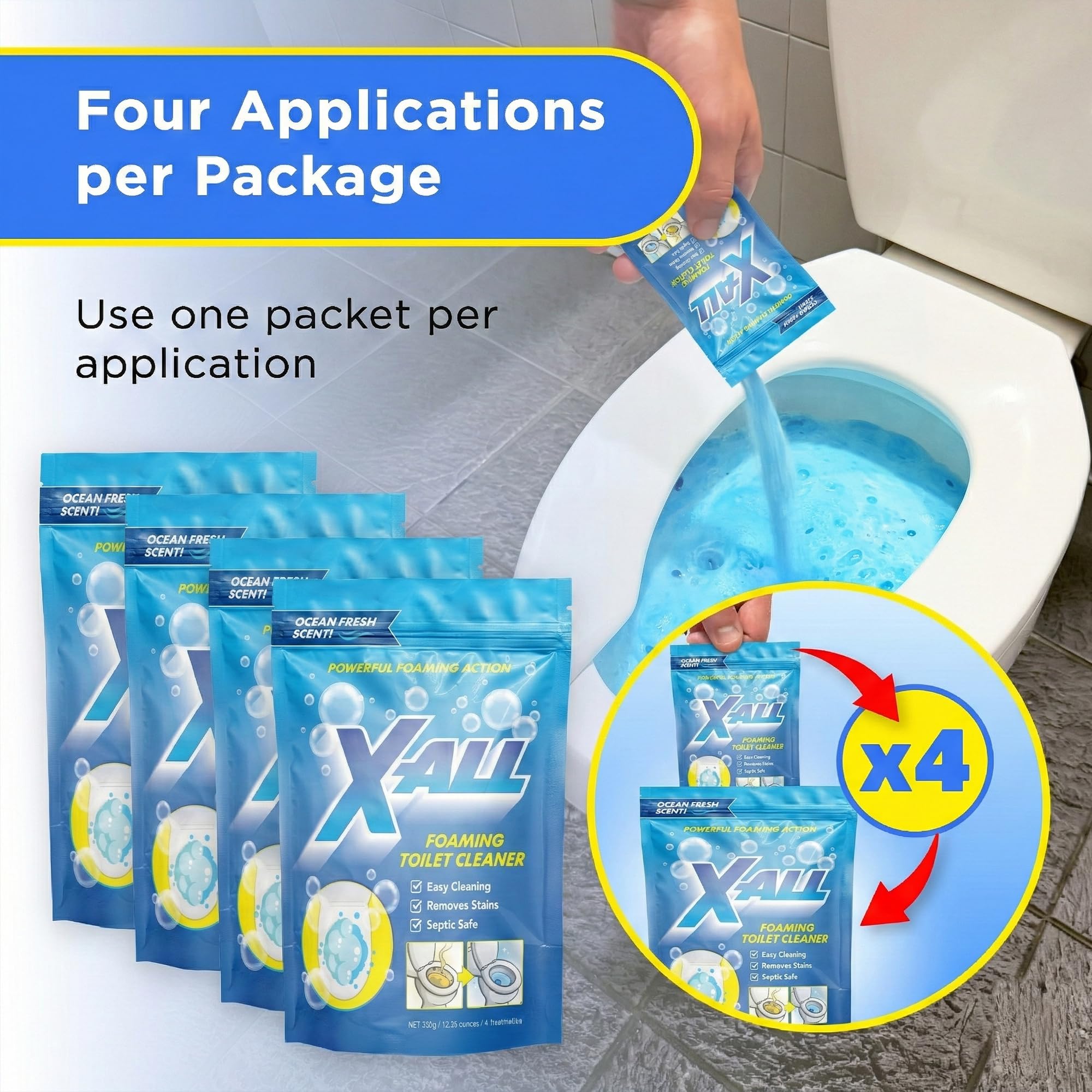 Amazon.com: X-ALL Foaming Toilet Cleaner, Self-Activating Powder