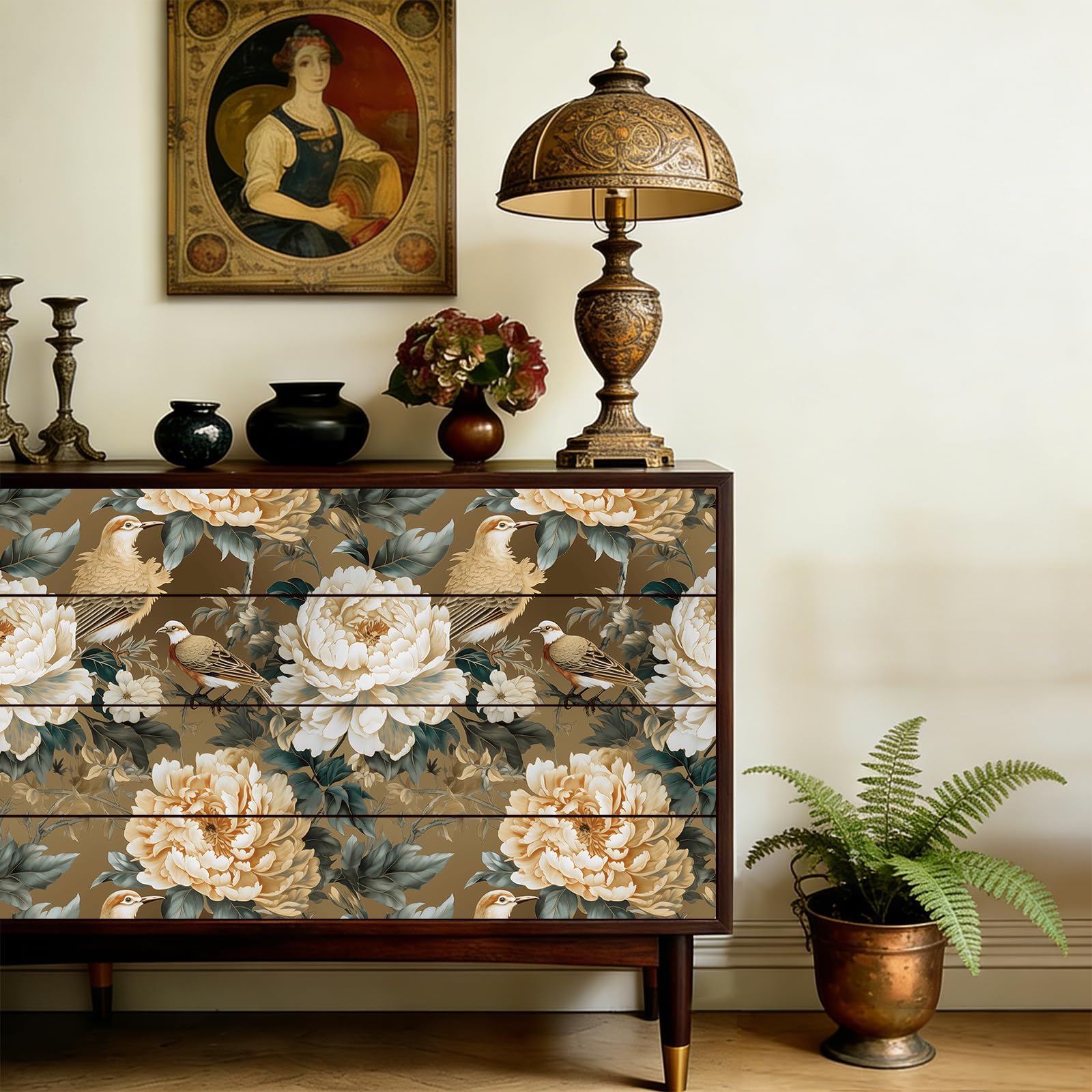 44 cm x 1,209 cm odklej i naklej tapeta vintage kwiatowa tapeta piwonia tapeta ścienna do sypialni szafek łazienkowych