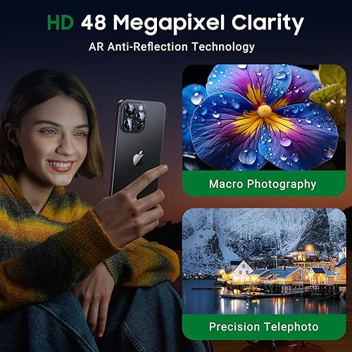 Miniatura 4 de BAZO Protector de lente de cámara para iPhone 15 Pro/iPhone 15 Pro Max, [protección contra caídas] cubierta de cámara de vidrio templado 9H, Mate