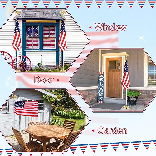 Miniatura 5 de Threan 6 barras de bandera telescópicas para interiores de 8.53 pies con base y parte superior de bola, asta de bandera para interiores con soporte