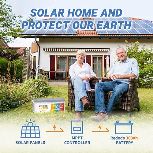 Miniatura 4 de Redodo Batería LiFePO4 de 12 V 300 Ah integrada de 200 A BMS, máx. 2560 W de potencia de salida, 4000-15000 ciclos profundos y vida útil de 10 años,