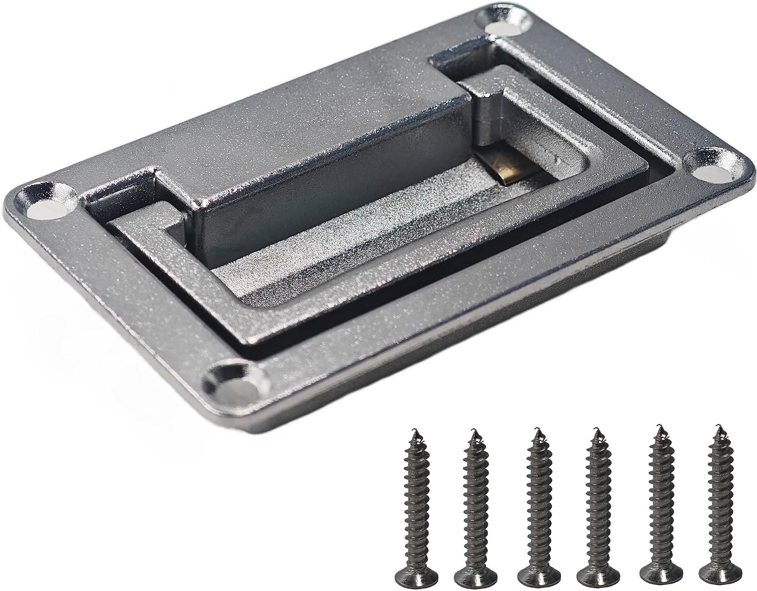 Recessed Pull Handle, Heavy Duty Hatch Pull Handle Container Handle, Black Zinc Alloy Flush Pull Handles for Toolbox, Deck Hatch, Drawer Access, 3.7”x2.4”