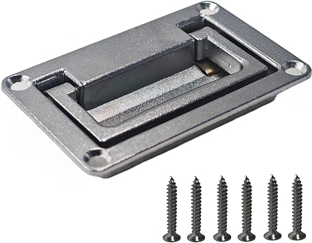 Recessed Pull Handle, Heavy Duty Hatch Pull Handle Container Handle, Silver Zinc Alloy Flush Pull Handles for Toolbox, Deck Hatch, Drawer Access, 3.7x2.4