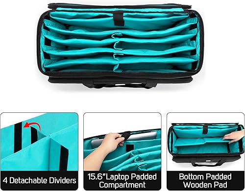 Miniatura 2 de LoDrid Bolsa grande para archivos de cables con parte inferior acolchada interior y divisores desmontables, bolsa para DJ con múltiples bolsillos