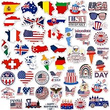 Country Flag Map Stickers & 4th of July Patriotic Stickers Bundle, Vinyl Sticker Pack for Water Bottles, Laptop, Phone Case, Journal, Scrapbook, Luggage, Independence Day Decor