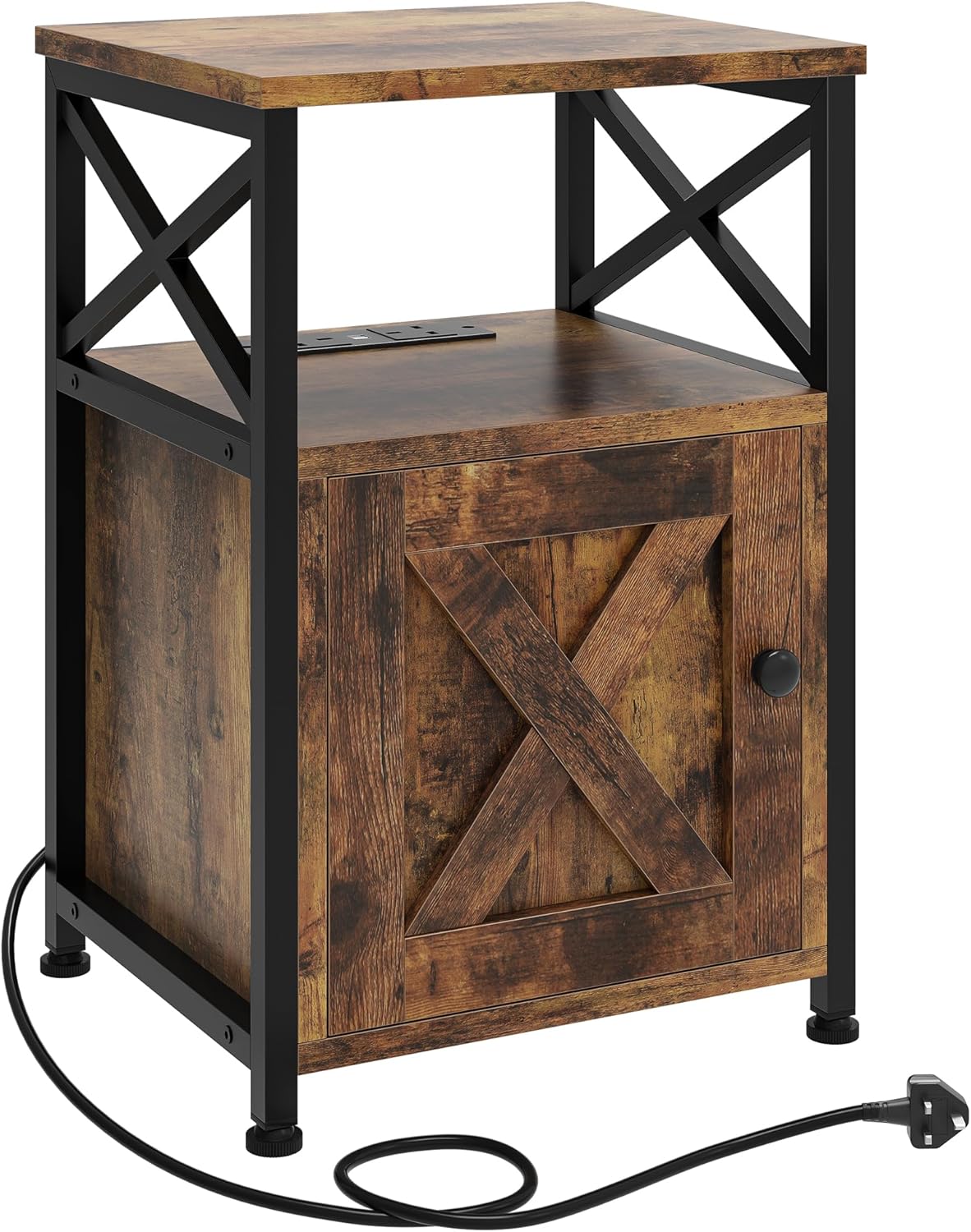 YITAHOME Side Table, Bedside Table with Storage XShaped End