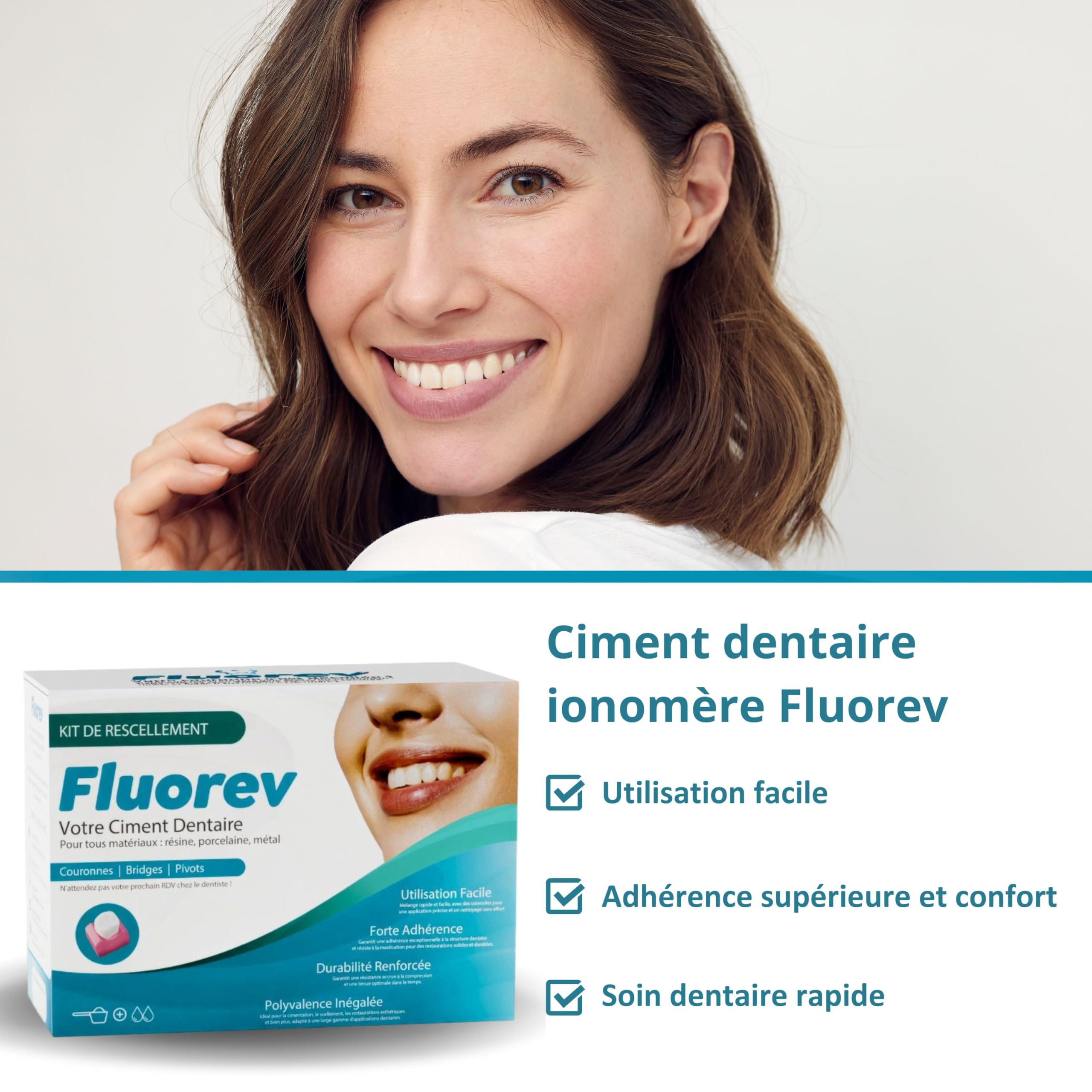 Ciment Dentaire Ionomère - Kit de Rescellement Temporaire pour Obturations Dentaires Urgentes - Pansement Dentaire de Haute Qualité, Facile à Utiliser (1 x Kit de Rescellement)