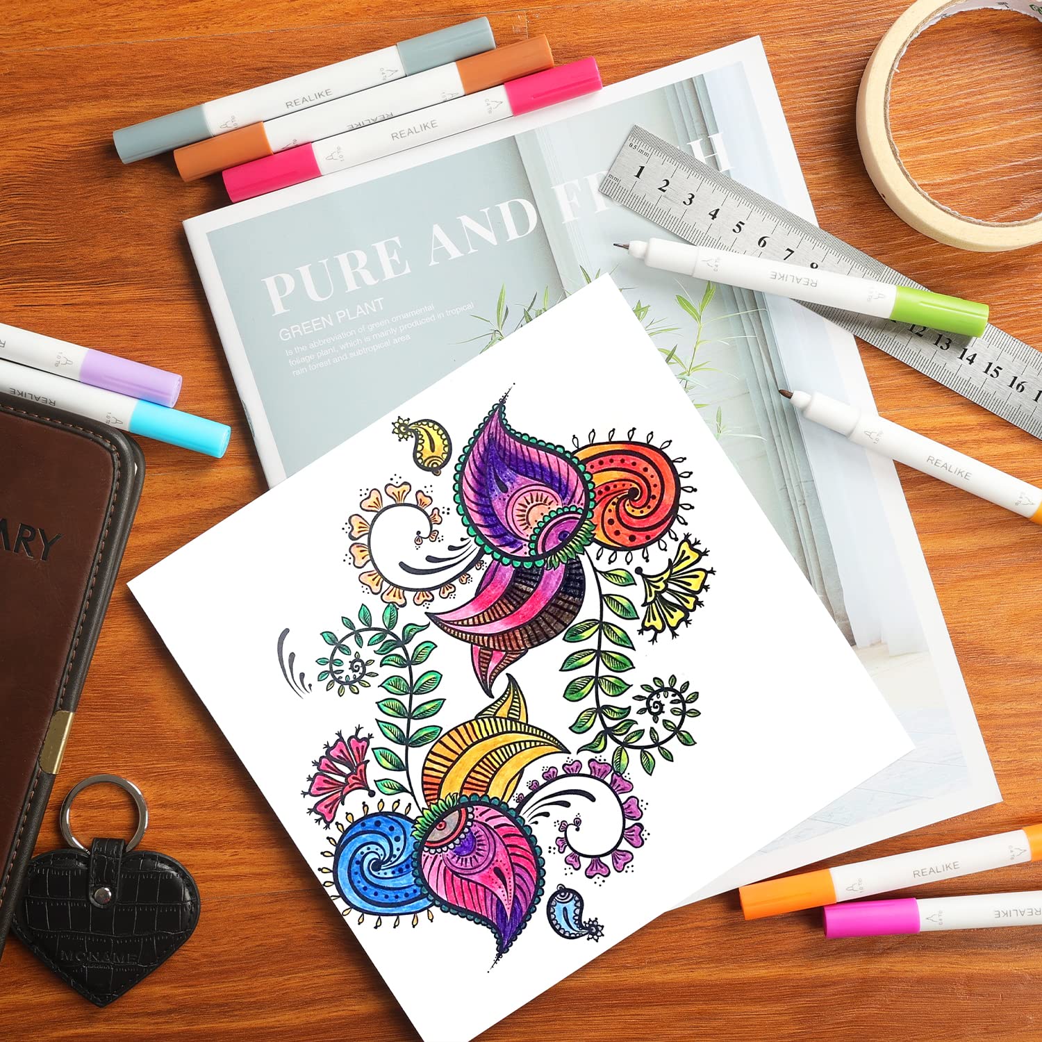REALIKE Ensemble de stylos à double pointe pour Cricut Joy Fine Point Pen Write Drawing Compatible avec Circuit Joy 0.4 tip et 1.0 tip