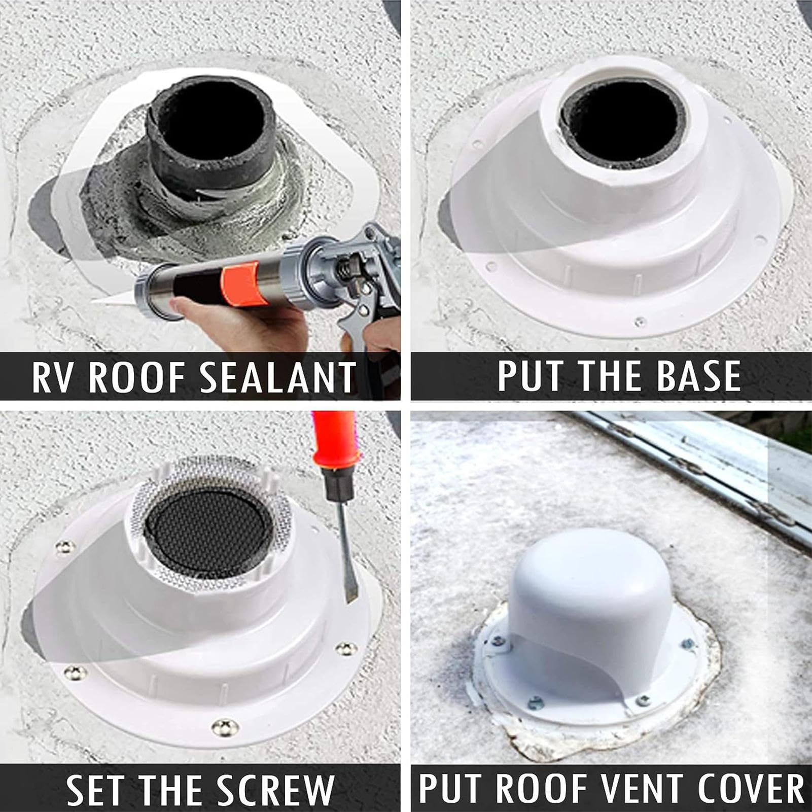 Tapa de ventilación de techo para caravana, cubierta de ventilación de alcantarillado ajustable de repuesto para remolques de RV, tapa de techo blanca para mejorar el flujo de aire y control de