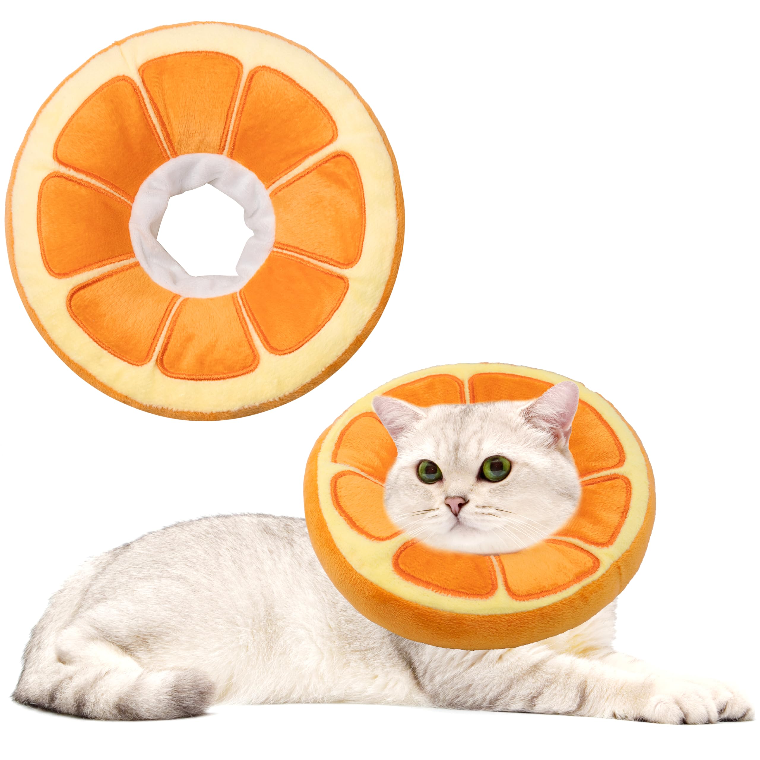 Photo 1 of Maiiu Soft Cat Cone Collar, Cute Cat Recovery Collar Suitable for Small, Medium, Large Cats,Elizabethan Neck Collar for Cats After Surgery (Orange, Small)