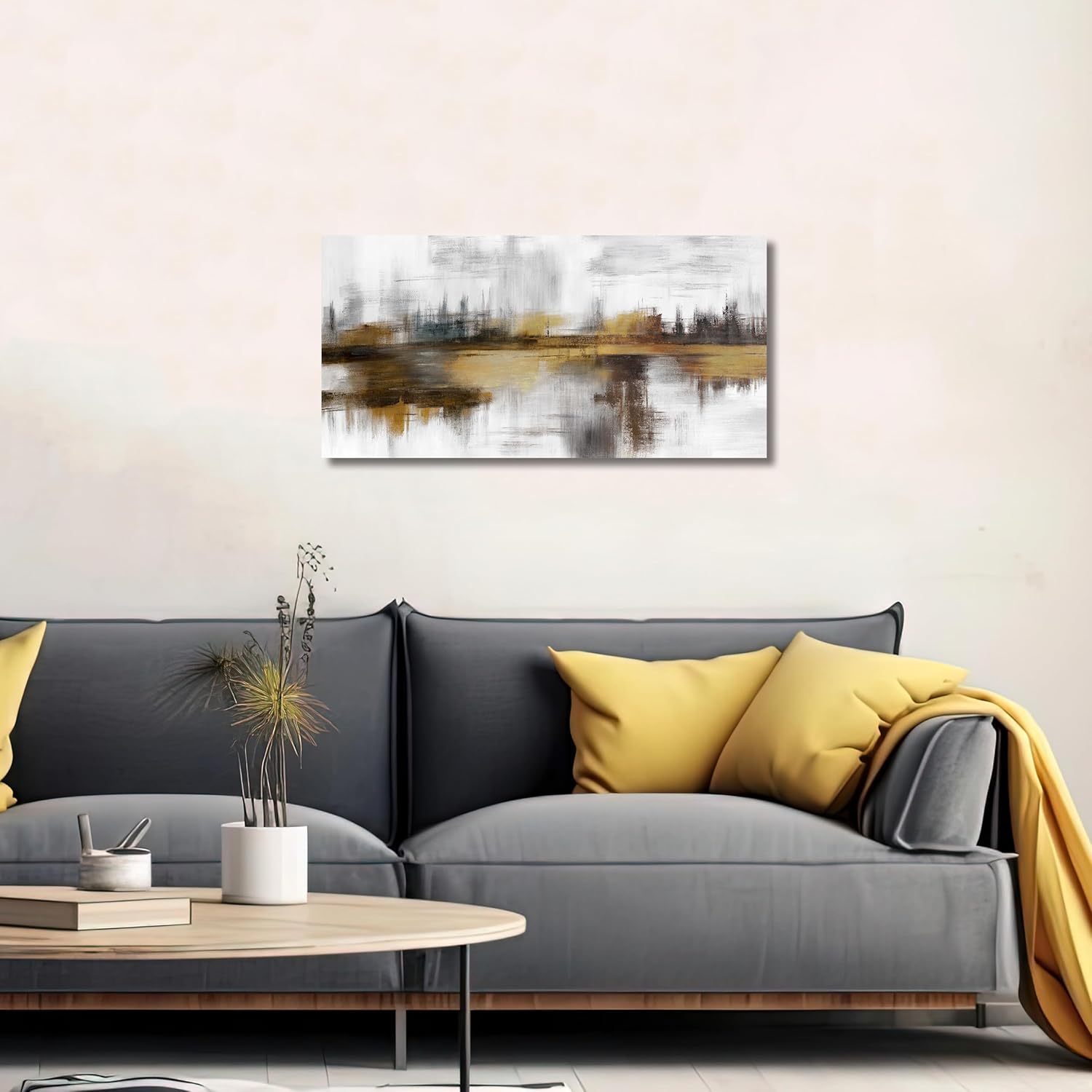 Belmrxne Abstract Wall Art Brown Wall Decor Modern Art Canvas Painting Unique Artwork for Living Room Bedroom Kitchen Office Bathroom 12x24 Inch