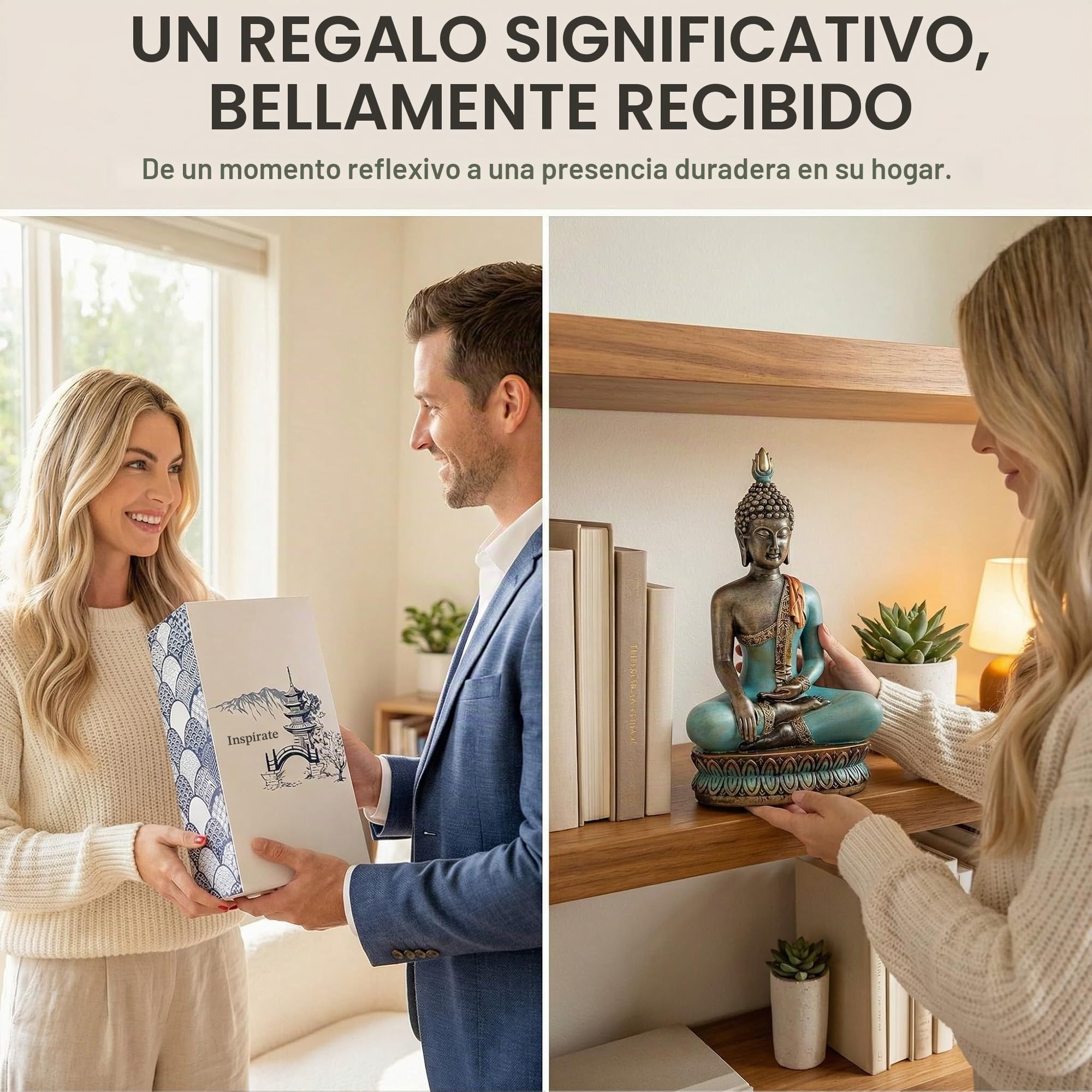 25DOL - Figura de Buda para hogar, de 31,75 cm (Momento de la iluminación), coleccionables y Figuras, decoración de meditación Espiritual para salón, Zen, Yoga, hindú, Asia Oriental