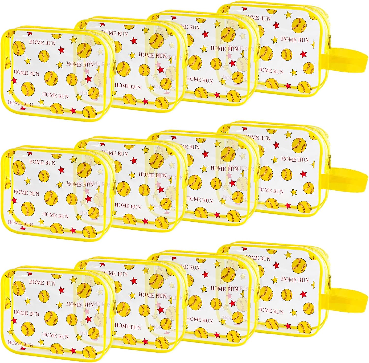 12 PCS Softball Cosmetic Bags Softball Goodie Bags PVC Waterproof Makeup Bag Portable Travel Toiletry Punch Organizer for Softball Team Gifts, Softball Coach, Girls Player Sport Party Favors