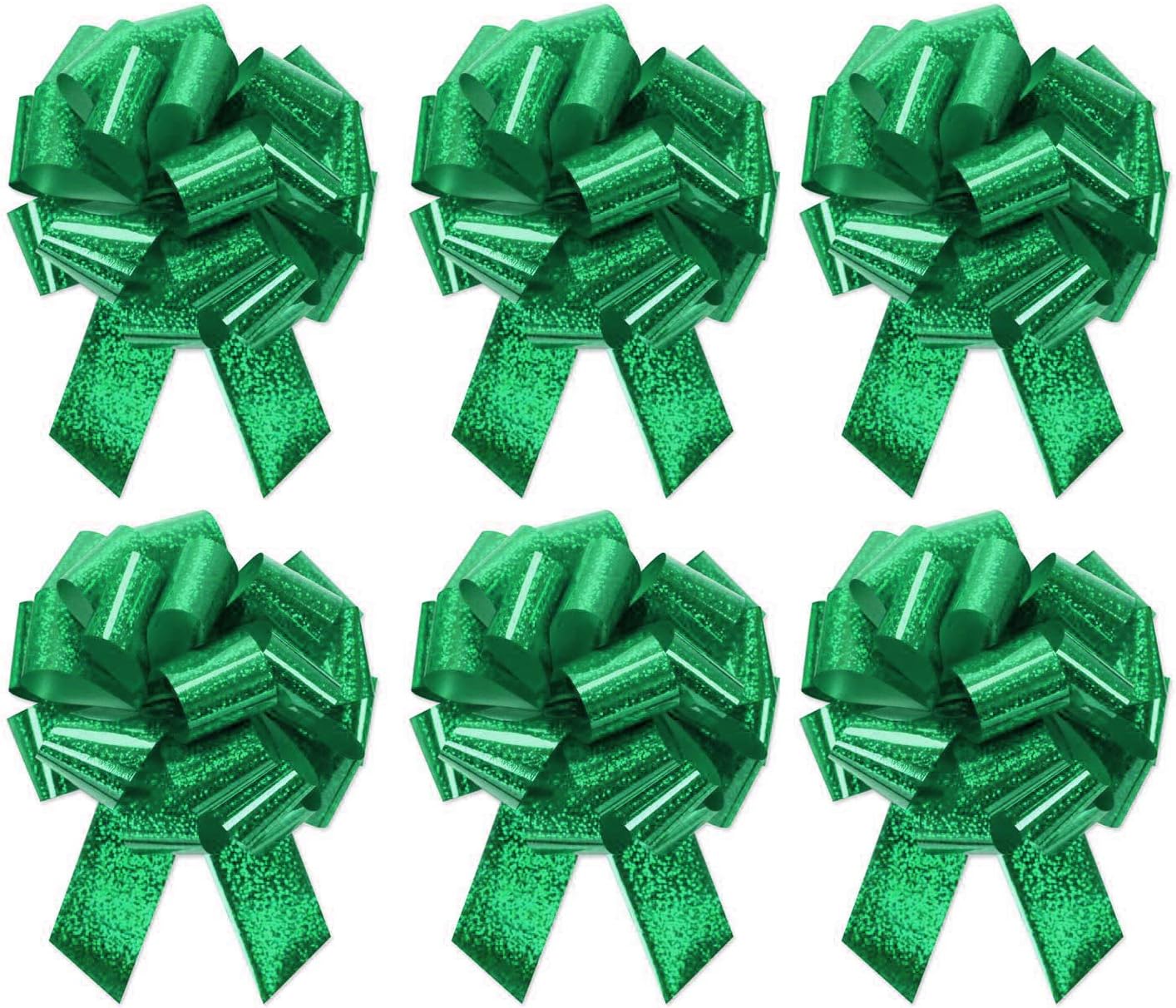 Large Orange Gift Wrap Pull Bows - 5" Wide, Orange Ribbon Big Pull Flower Bows for Halloween Gifts and Presents, Set of 6 (Orange)