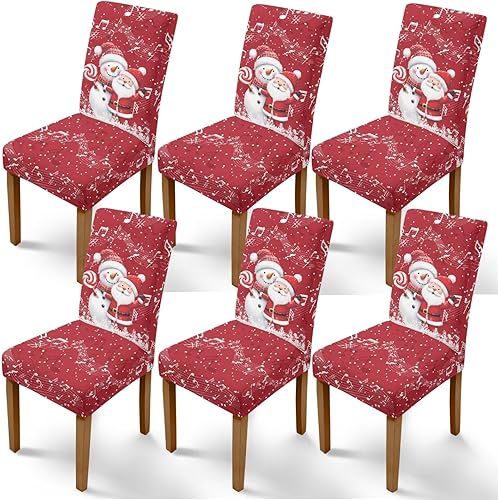 Miniatura 9 de Rnyleeg Fundas de silla de Navidad para sala de estar, diseño de muñeco de nieve azul, estampado de pájaros, fundas para sillas de comedor, 1 Muñeco