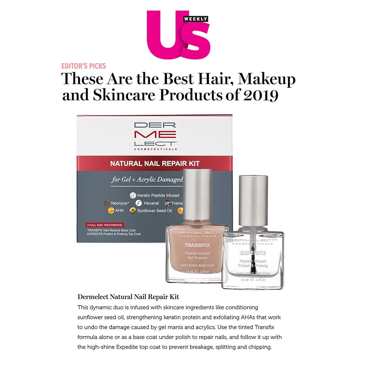 Dermelect Natural Nail Repair Kit for Nails - Anti Aging Nailcare with Peptides Glycolic Acid Sunflower Seed Oil Strengthening & Protective Treatment for Gel Acrylic Damage, Weak Nails 2 pc set - Image 6