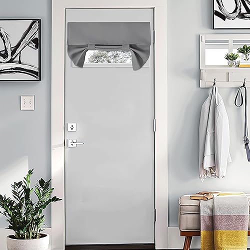 Miniatura 1 de NICETOWN Cortina pequeña para puerta francesa, cenefa con aislamiento térmico para oscurecimiento de habitación de baño, cortina de puerta para