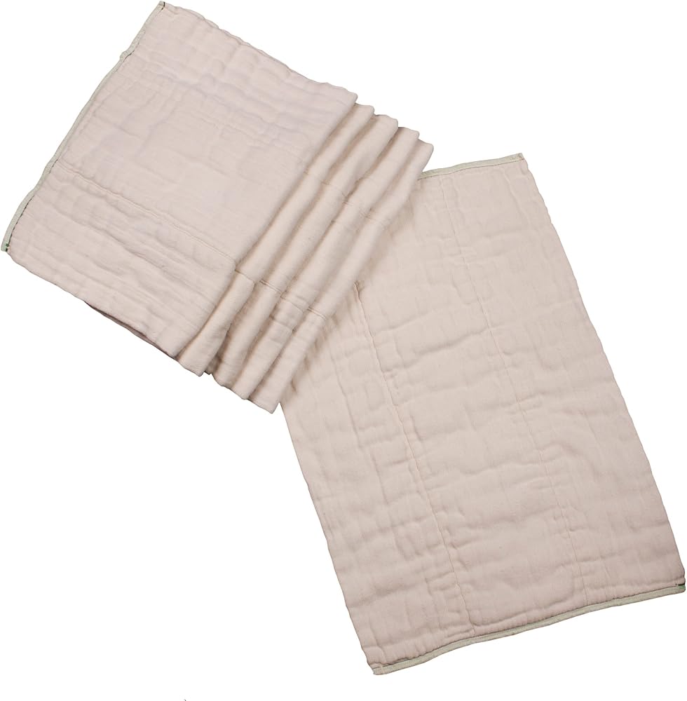 OsoCozy Unbleached Prefold Cloth Baby Diapers, Size 2 (15-30 lbs.), Soft, Absorbent, Durable 100% Natural Cotton, Unbleached Natural Color -6 Pack