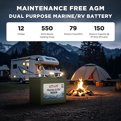 Miniatura 4 de UPLUS BCI Group - Batería marina de doble propósito de 24M, 12V 79AH 550CCA AGM arranque y ciclo profundo baterías de RV y barco para dispositivos