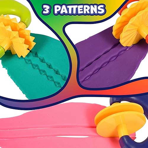 Miniatura 4 de READY 2 LEARN Cortadores de tiras de masa gruesa, 3 patrones, cortadores de masa de plástico para niños, suministros de arte para niños pequeños,