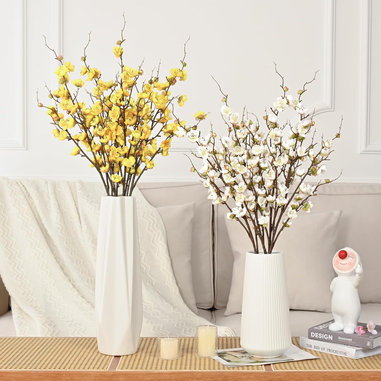 Waipfaru 4 Pcs Faux Cherry Blossom Branches, 36'' Cherry Blossom Tree Decor with Long Stems, Artificial Flowers for Tall Vases Spring Home Decoration (White) - Image 7